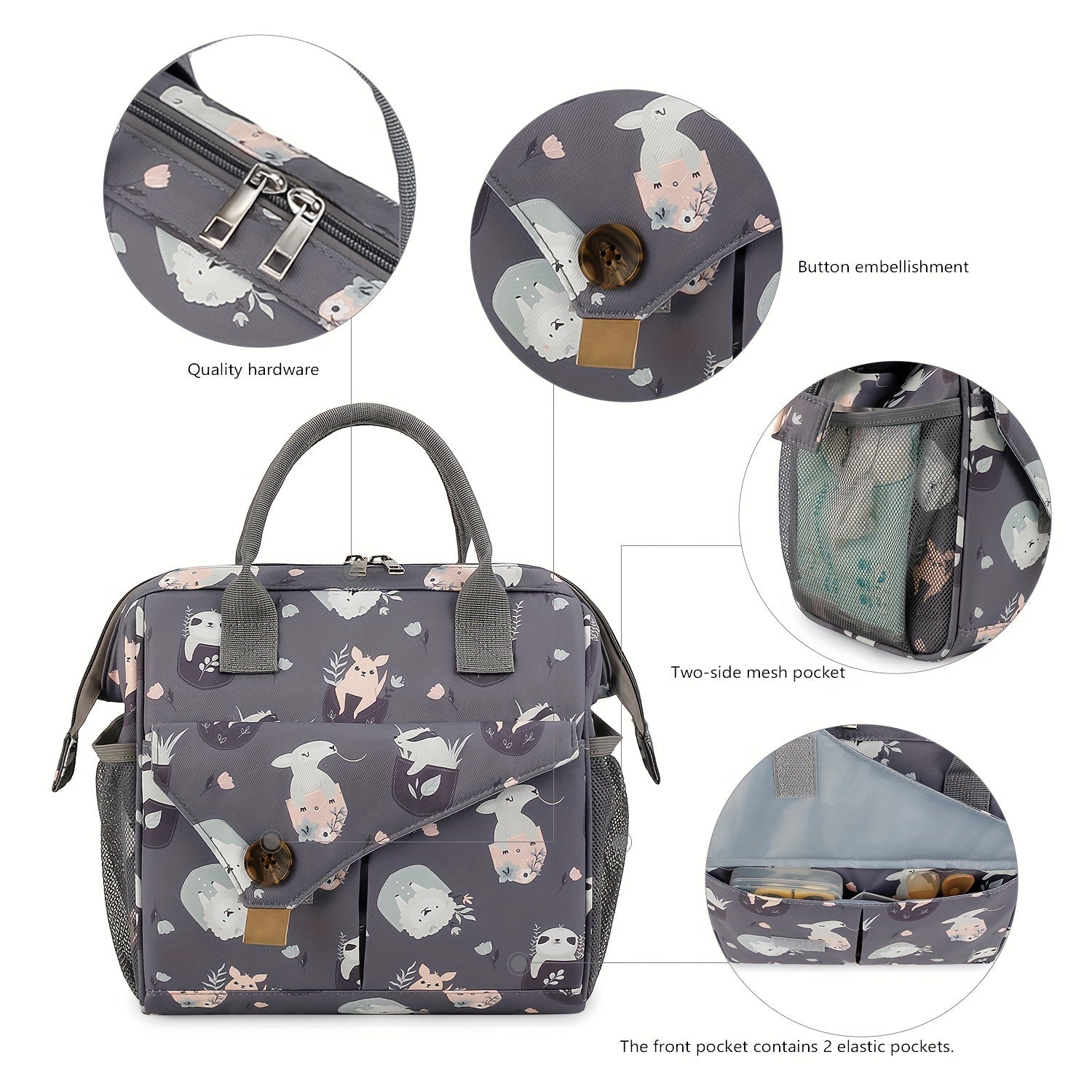 Animal Print Diaper Bag Durable Polyester for Moms on the Go