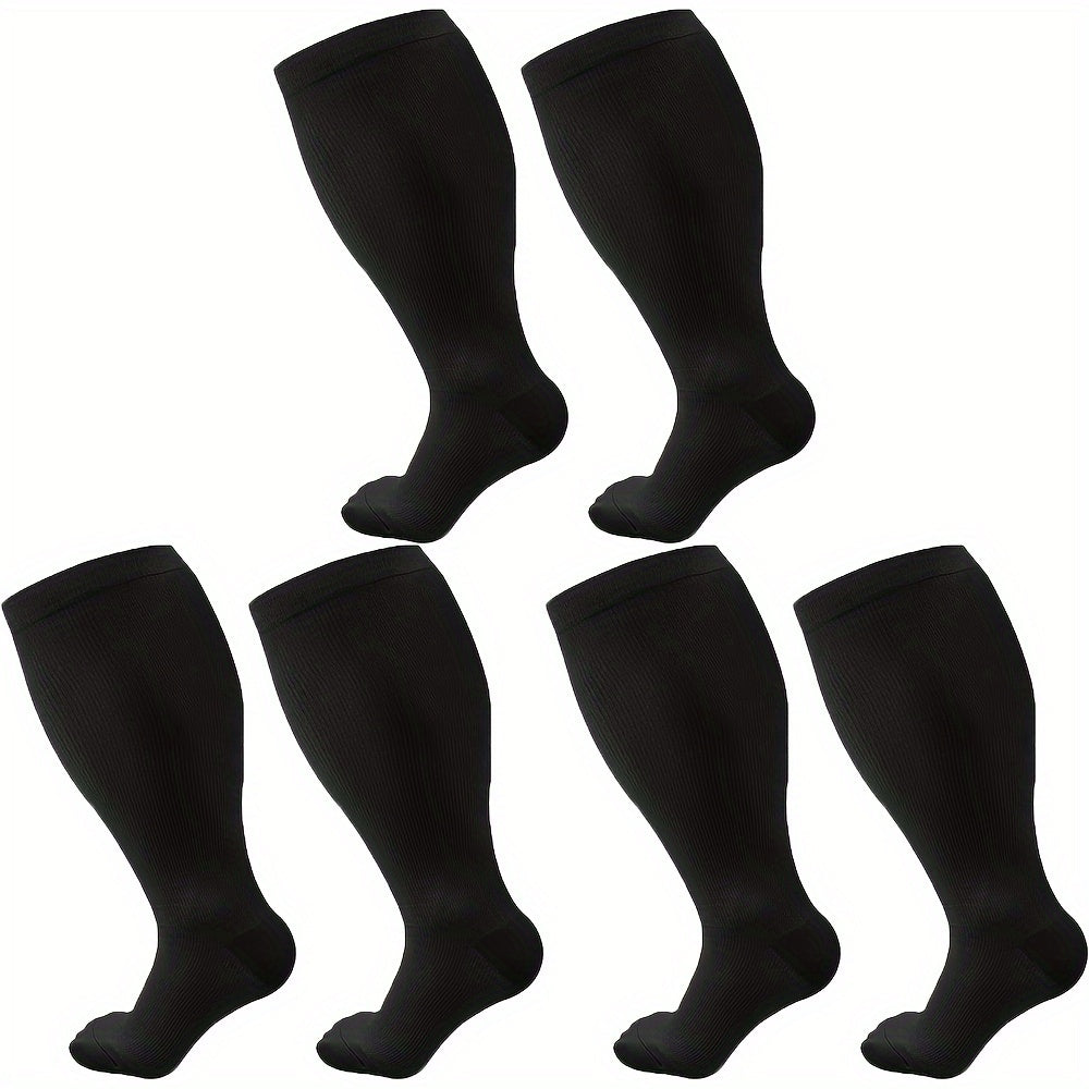 3 Pairs Wide Calf Compression Socks Men Women - Plus Size for Nurses