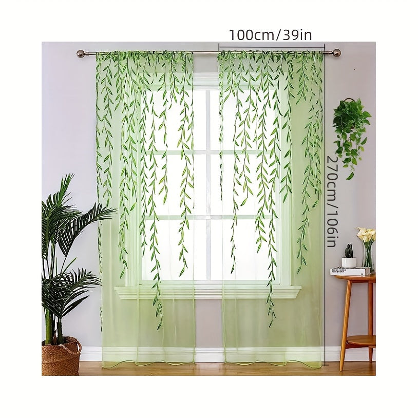 Vine Leaves Sheer Curtains for Bedroom Decor