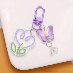 Acrylic Colorful Flower Keychain Pendant Bag Decoration