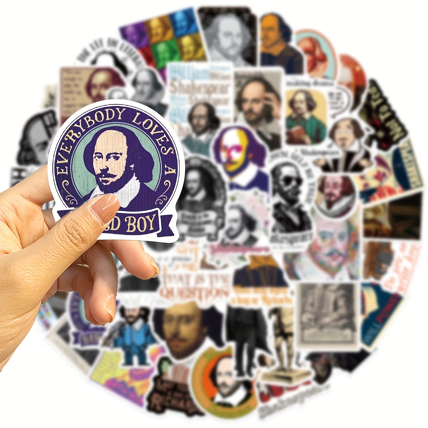 50pcs Shakespeare Portrait Graffiti Stickers Laptop Suitcases Water