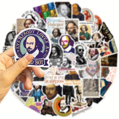 50pcs Shakespeare Portrait Graffiti Stickers Laptop Suitcases Water