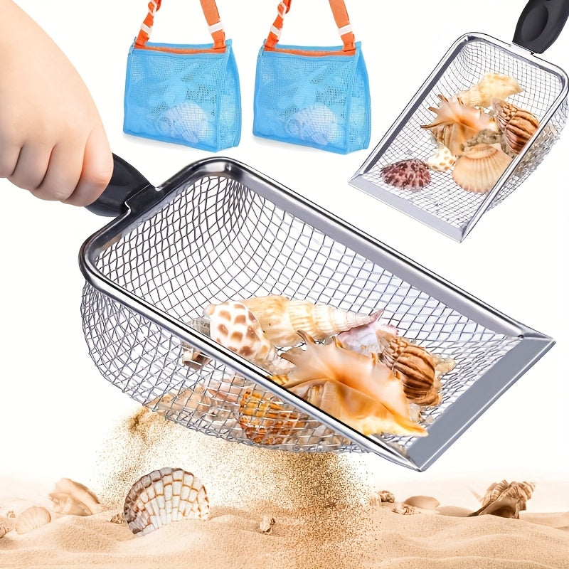 Metal Beach Net Scoop 5mm Mesh Handle Shell Collector Beach Exploration Aquarium