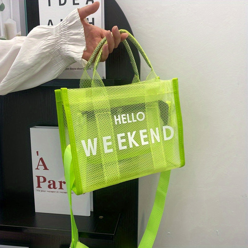 Transparent Mesh PVC Crossbody Bag Large Capacity Jelly Bag
