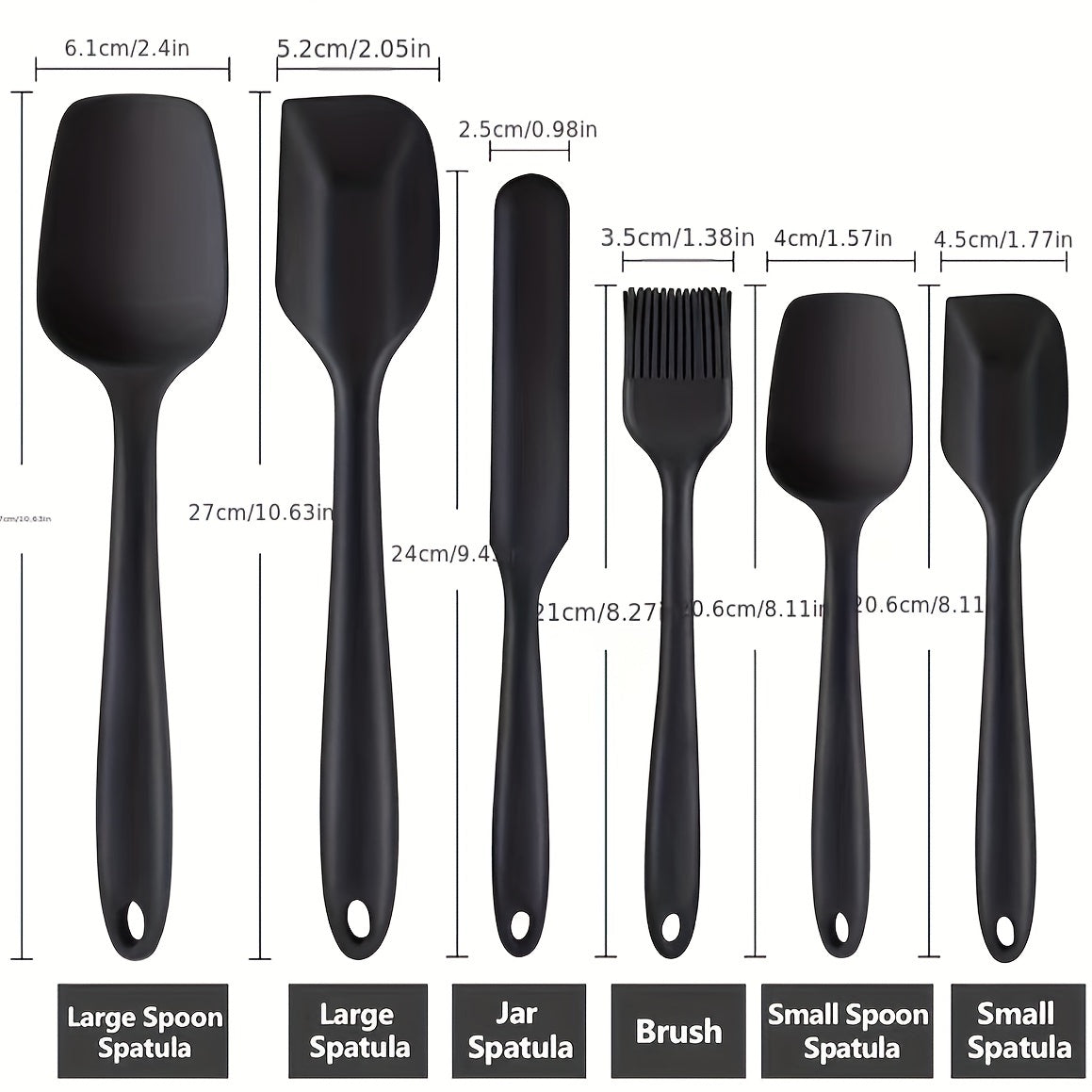 6pcs Silicone Kitchen Utensils Set Heat Resistant Non stick Pans Spatula Scraper