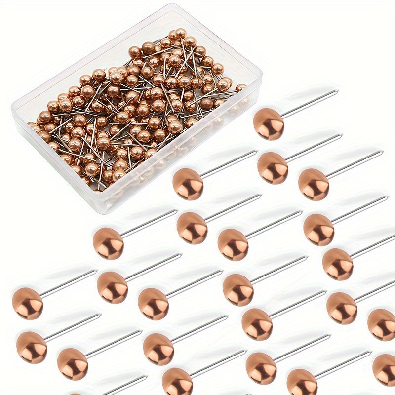 200pcs Rose Push Pins Map Tacks 1 6Inch Retro Metallic Beads Head