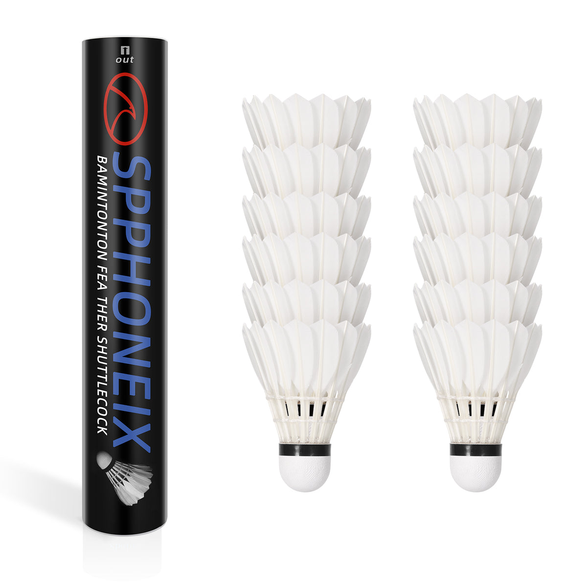 12 Pack of SPPHONEIX Badminton Shuttlecocks High Stability & Profession Model