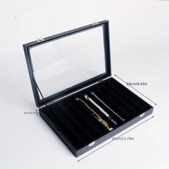 PU Leather Jewelry Box Display Tray 8 10 Grids Necklaces Bracelets Organizer