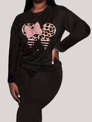 Women's Plus Size Graphic Print Top & Leggings Outfits Set