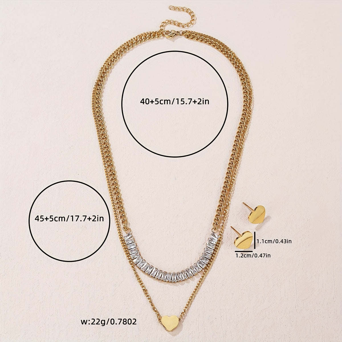 Stainless Steel Love Pendant Autumn Winter Square Jewelry Set
