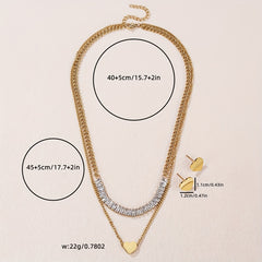 Stainless Steel Love Pendant Autumn Winter Square Jewelry Set