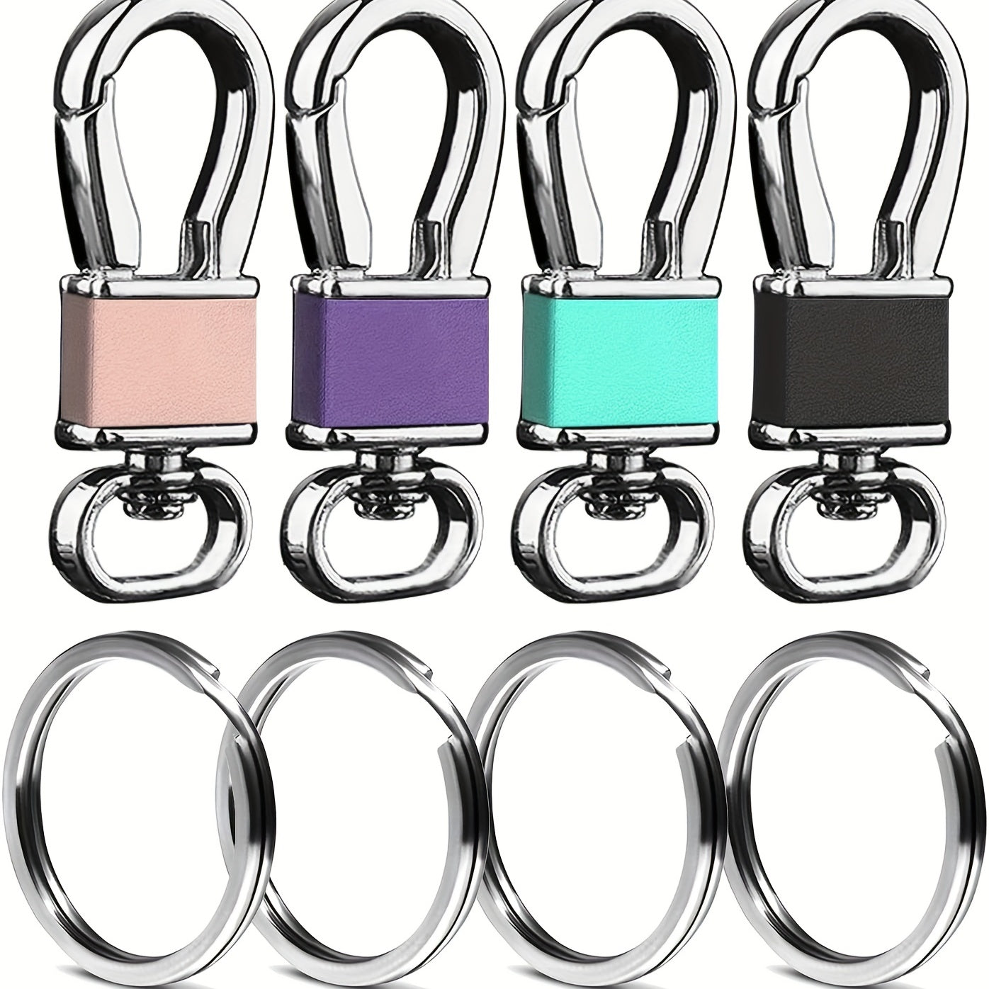 4 Packs Metal Carabiner Keychain Key Clip Hook 4 Key Rings