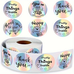 500 Rainbow Laser Thank You Labels Roll