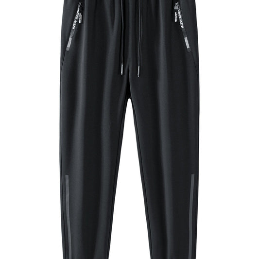 Zipper Pockets Knitted Joggers Men s Casual Solid