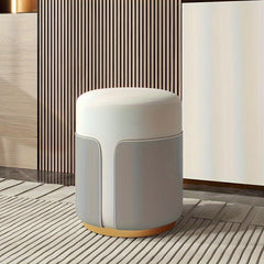 Microfiber Leather Circular Dressing Stool Solid Wood Frame Light Bedroom Stool