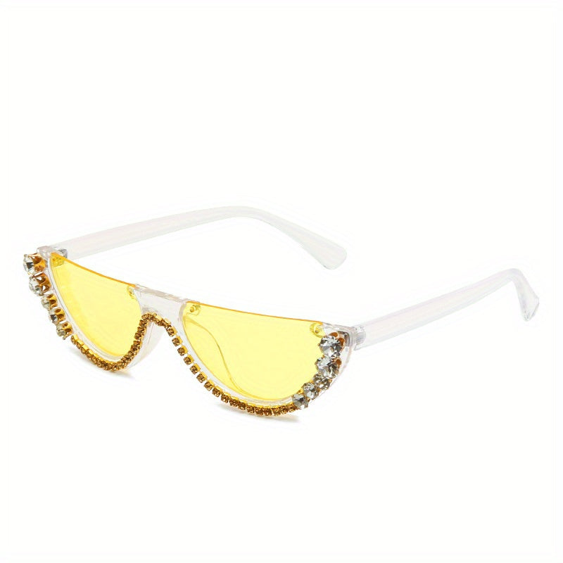 Y2K Rhinestone Decor Flat Top Sunglasses UV400