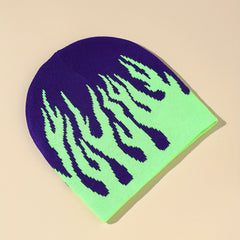 Y2K Flame Jacquard Hip Hop Knit Beanie Hat