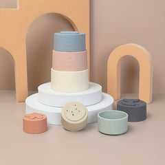 7 Piece Silicone Number Stacking Cups Educational Toys for 0-3 Years