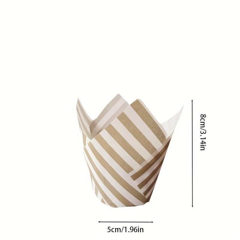 50pcs Disposable Tulip Muffin Cups Striped Cupcake Liners Baking Tools