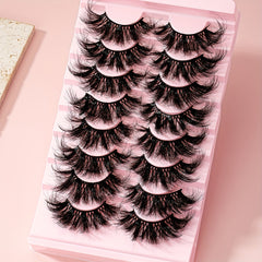 8 Pairs 25mm False Eyelashes Cat Eye Fluffy Faux Mink Lashes 9D