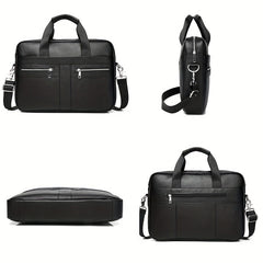 Men's Leather Briefcase Large Capacity Shoulder Bag Computer Handbag