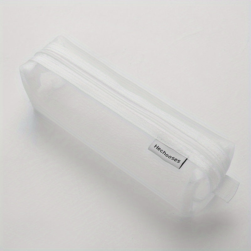 Transparent Mesh Pencil Case Large Capacity Portable Storage