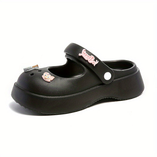 Women's Platform Closed Toe Slides Cut Out Clogs