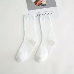 5 Pairs Solid Mid Tube Socks for Women