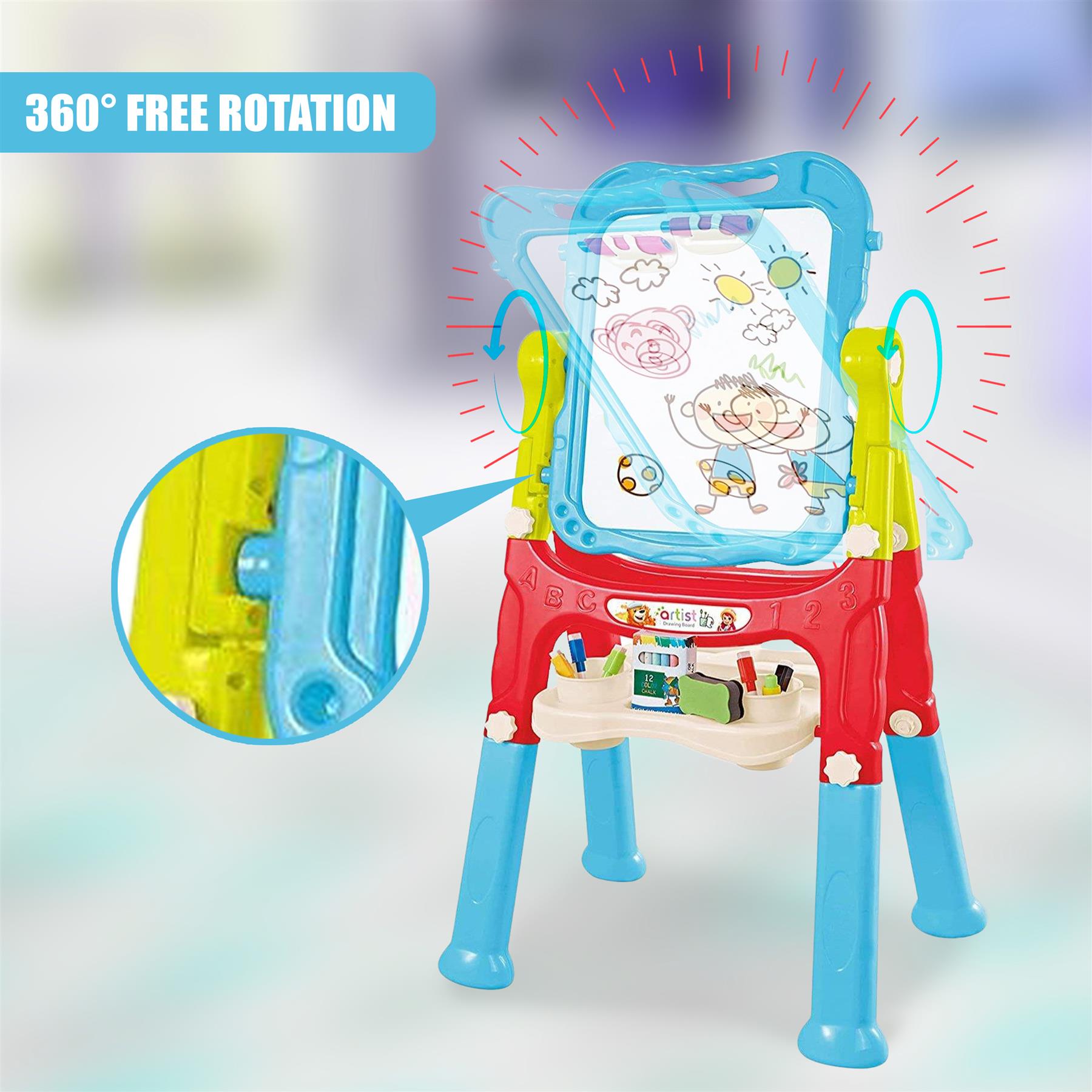 Double Sided Magnetic Drawing Board Easel Chalk