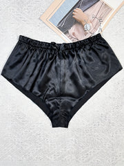 Floral Lace Lingerie Set V Neck Cami Top & Satin Shorts