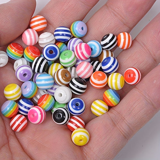 Rainbow Resin Spacer Beads Round for Jewelry Making DIY 6mm 8mm 10mm