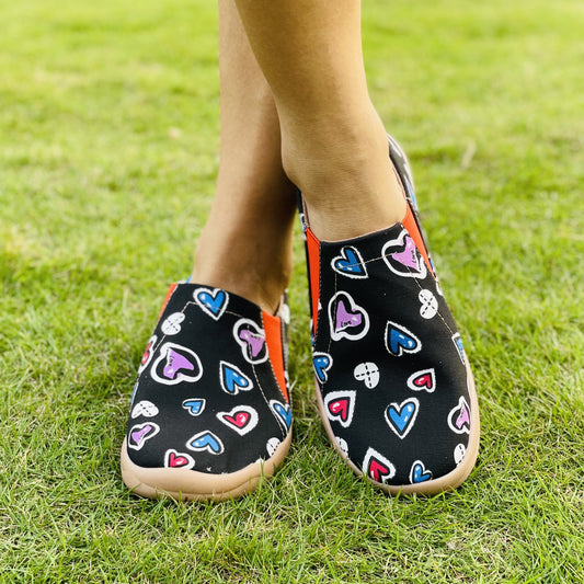 Women's Heart Pattern Slip On Lightweight Travel Shoes