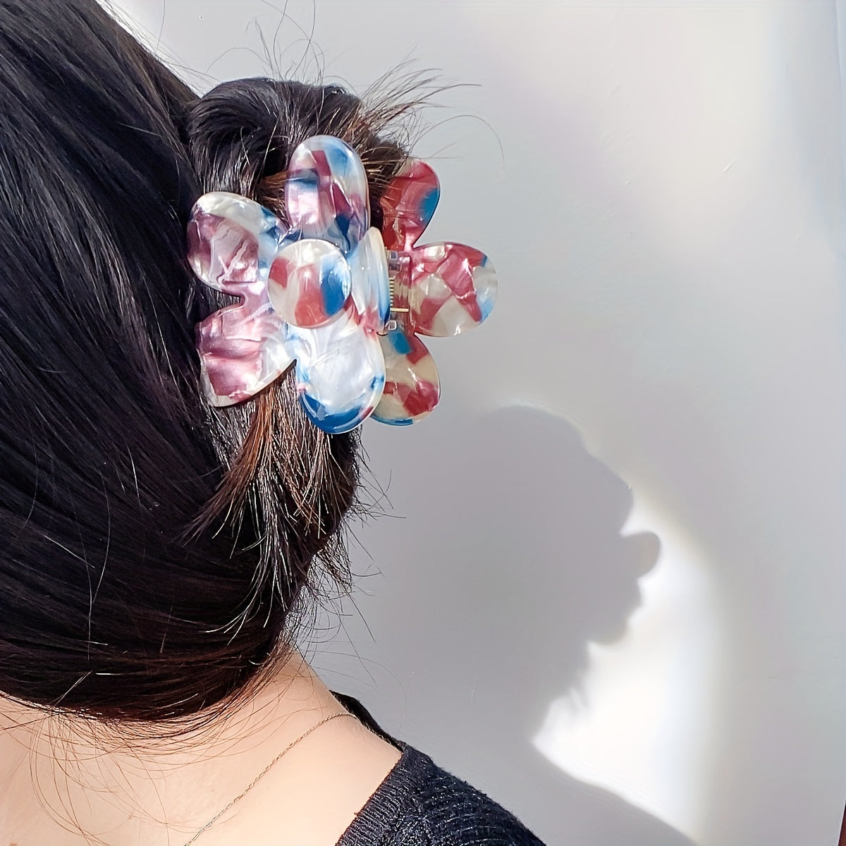 Acetate Flower Hair Claw Gradient Hair Clip Non-Slip Ponytail Holder
