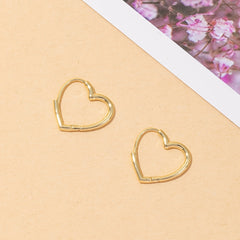 14K Plated Heart Hoop Huggie Earrings Classic Minimalist Women Girls Gift