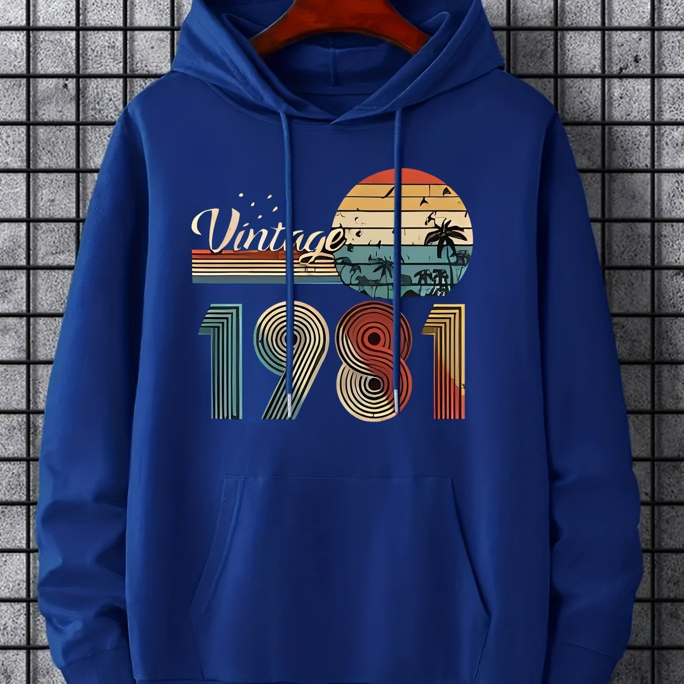 Vintage Graphic Print Hoodie Men's Pullover Hooded Sweatshirt