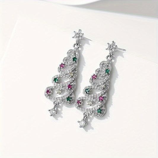 Christmas Tree Earrings - Zircon Snow Holiday Gift