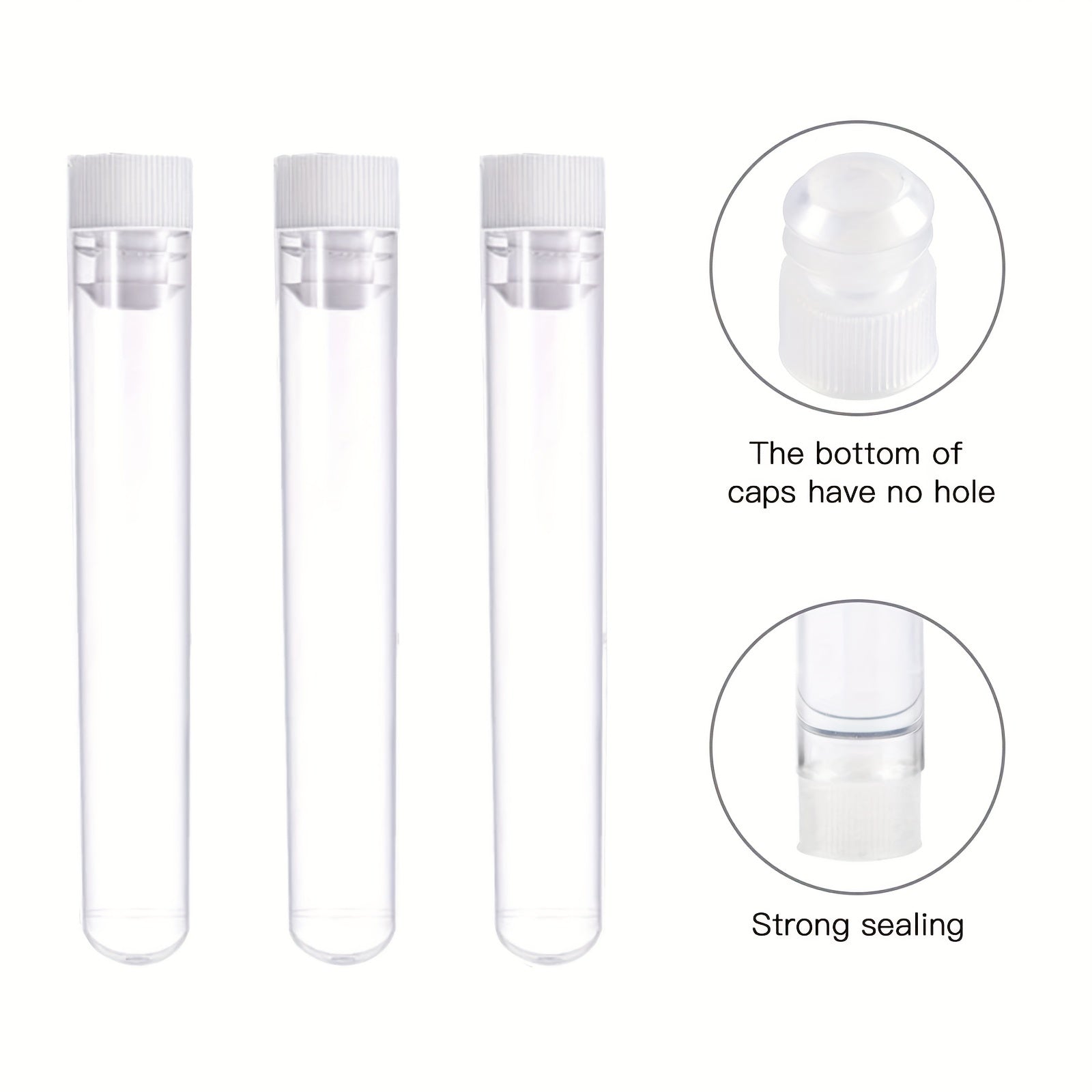 50pcs Clear Plastic Test Tubes with Caps 16x110mm 10ml