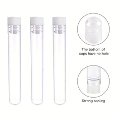 50pcs Clear Plastic Test Tubes with Caps 16x110mm 10ml
