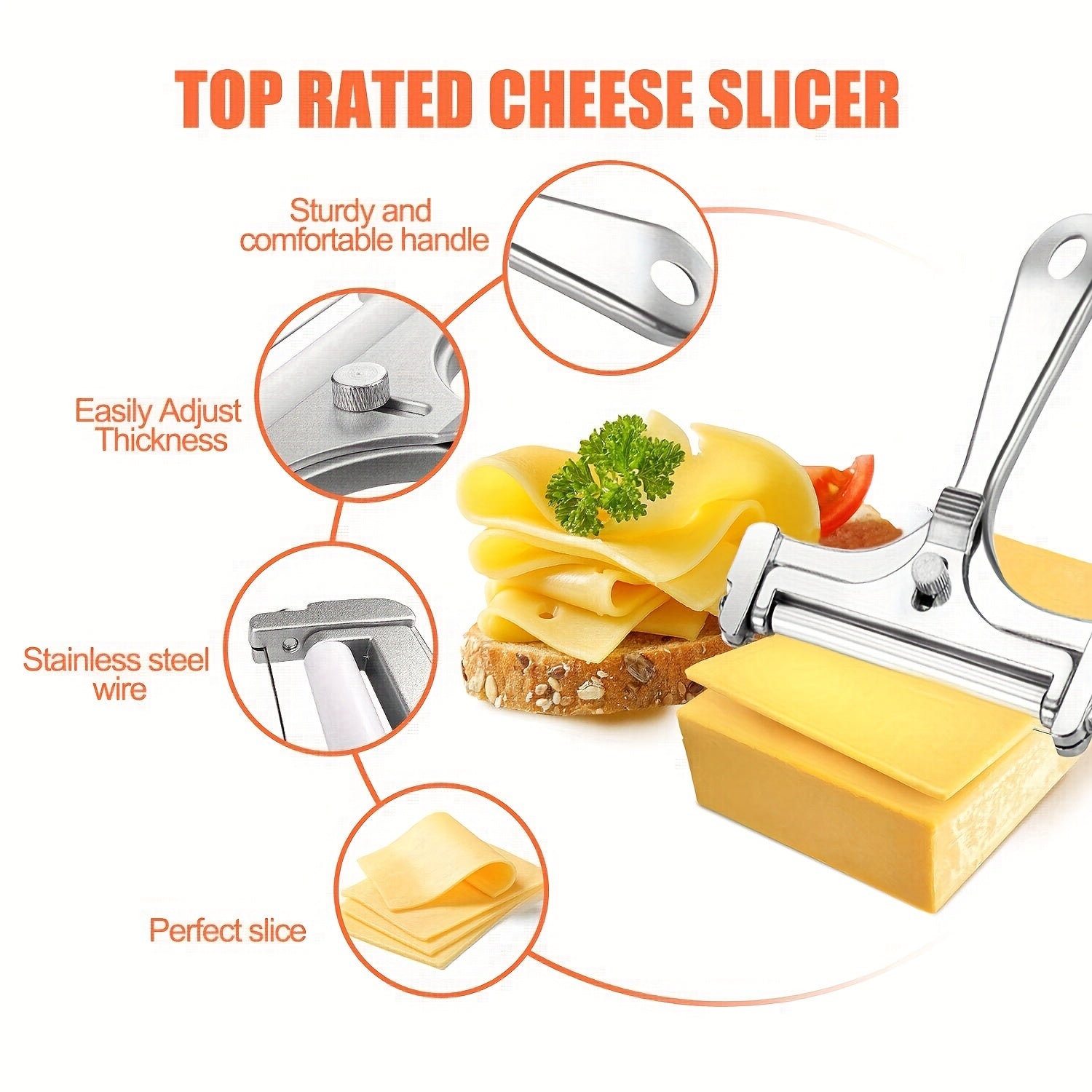 2pcs Stainless Steel Cheese Slicer Adjustable Thickness Cutter