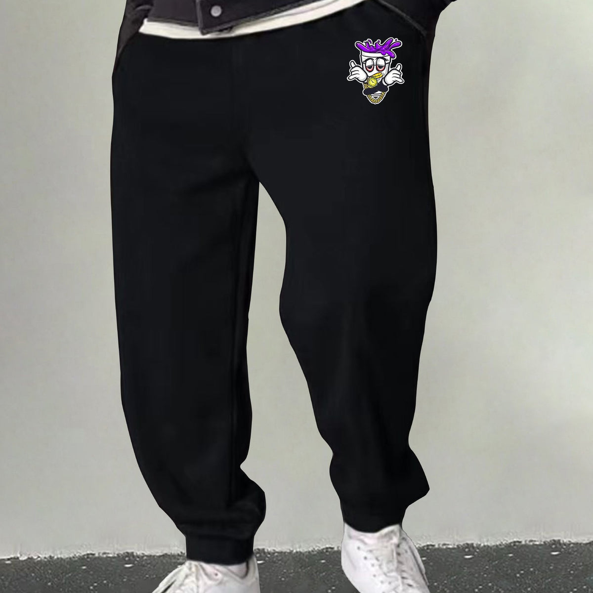 Men's Hip Hop Cartoon Print Joggers Casual Sports Pants