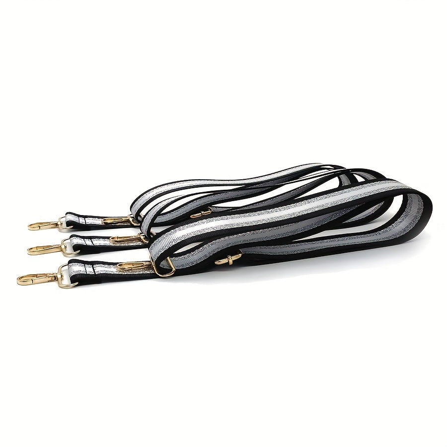 Adjustable Shoulder Bag Strap with Silver Stripe Durable Bag Travel Accessories