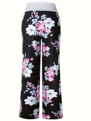 Women's Plus Floral Print Wide Leg Trousers
