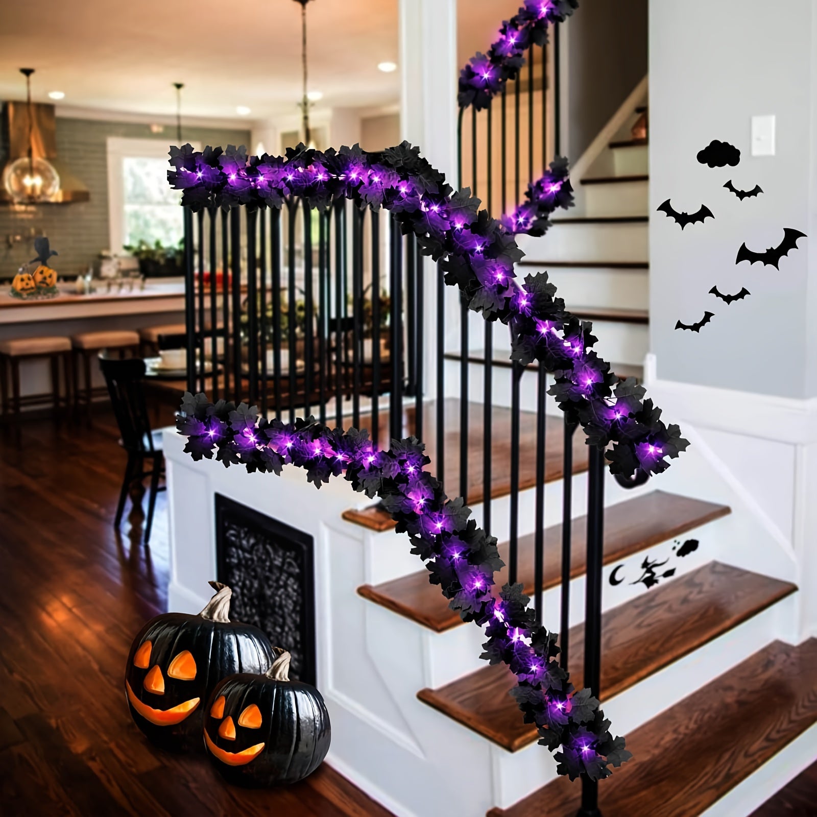Halloween Decor Lights 20 LED Maple Leaf Garland With Light Fall Decor