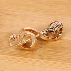 Microphone Music Brooch Pin