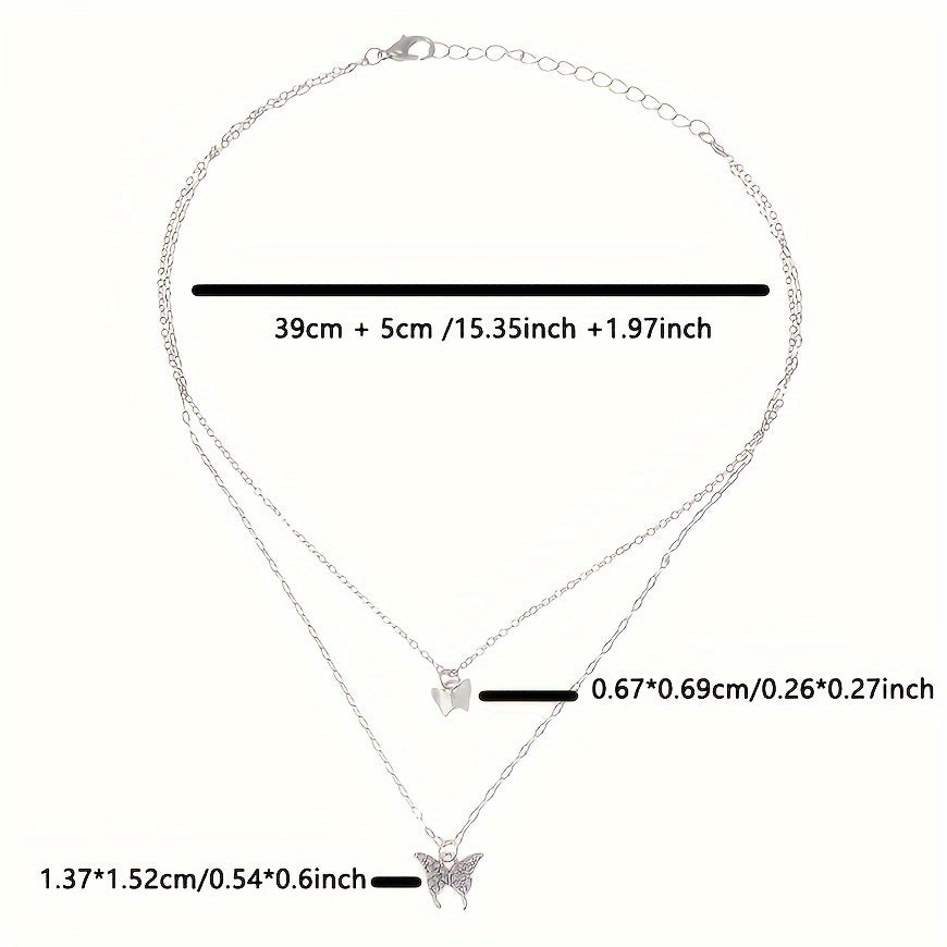 Butterfly Necklace Double Layer Clavicle Chain Jewelry Gift