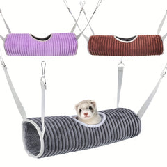 Thick Plush Pet Tunnel Hammock Winter Hanging Cage Nest for Small Pets