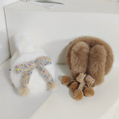 Women's Plush Winter Earmuffs with Bow & Pom Pom Brown