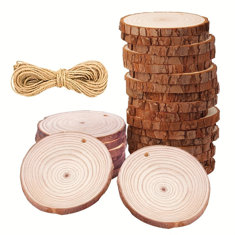 10pcs Wooden Art Circle Christmas Ornaments DIY Crafts