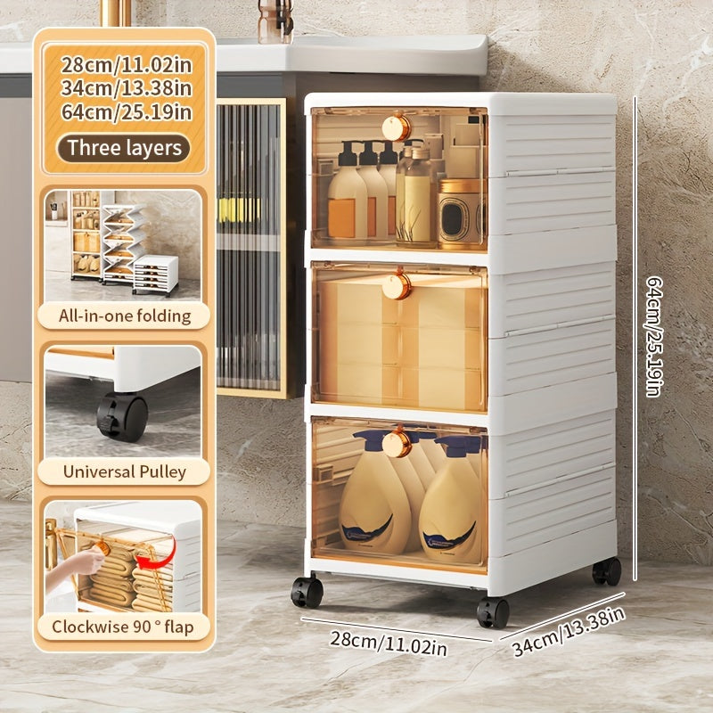 Foldable 5-Layer Storage Box Cabinet with Wheels