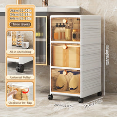 Foldable 5-Layer Storage Box Cabinet with Wheels